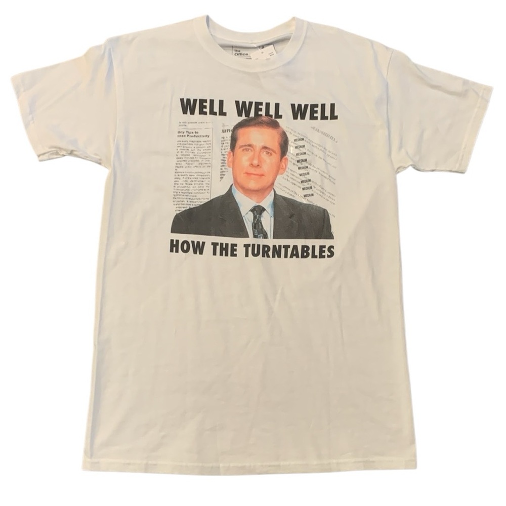 NWT The Office Michael Scott White Cotton Graphic Short Sleeve Tee Unisex Medium